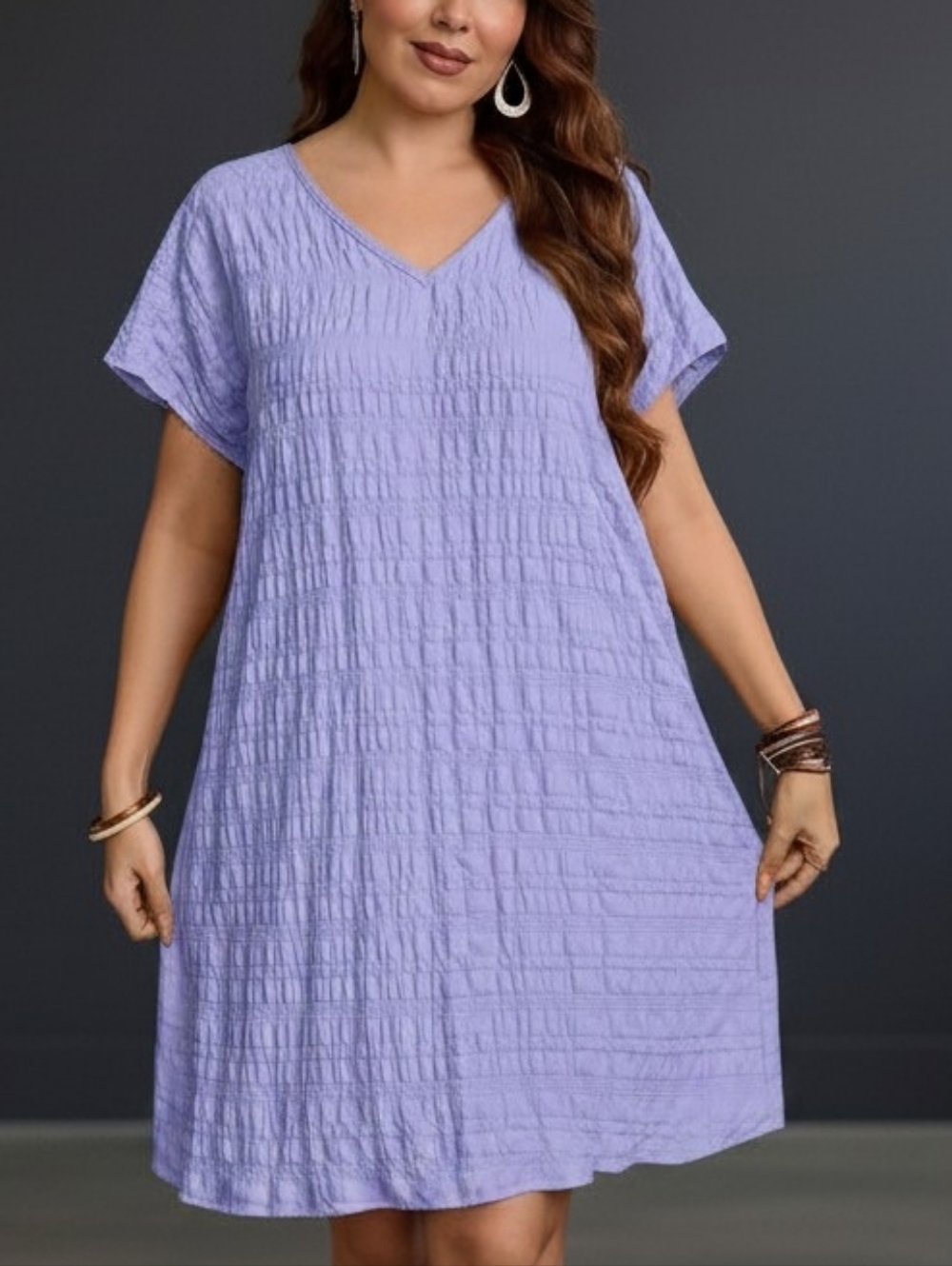 WOMENS PLUS SIZE      Lavender V-Neck Dress
